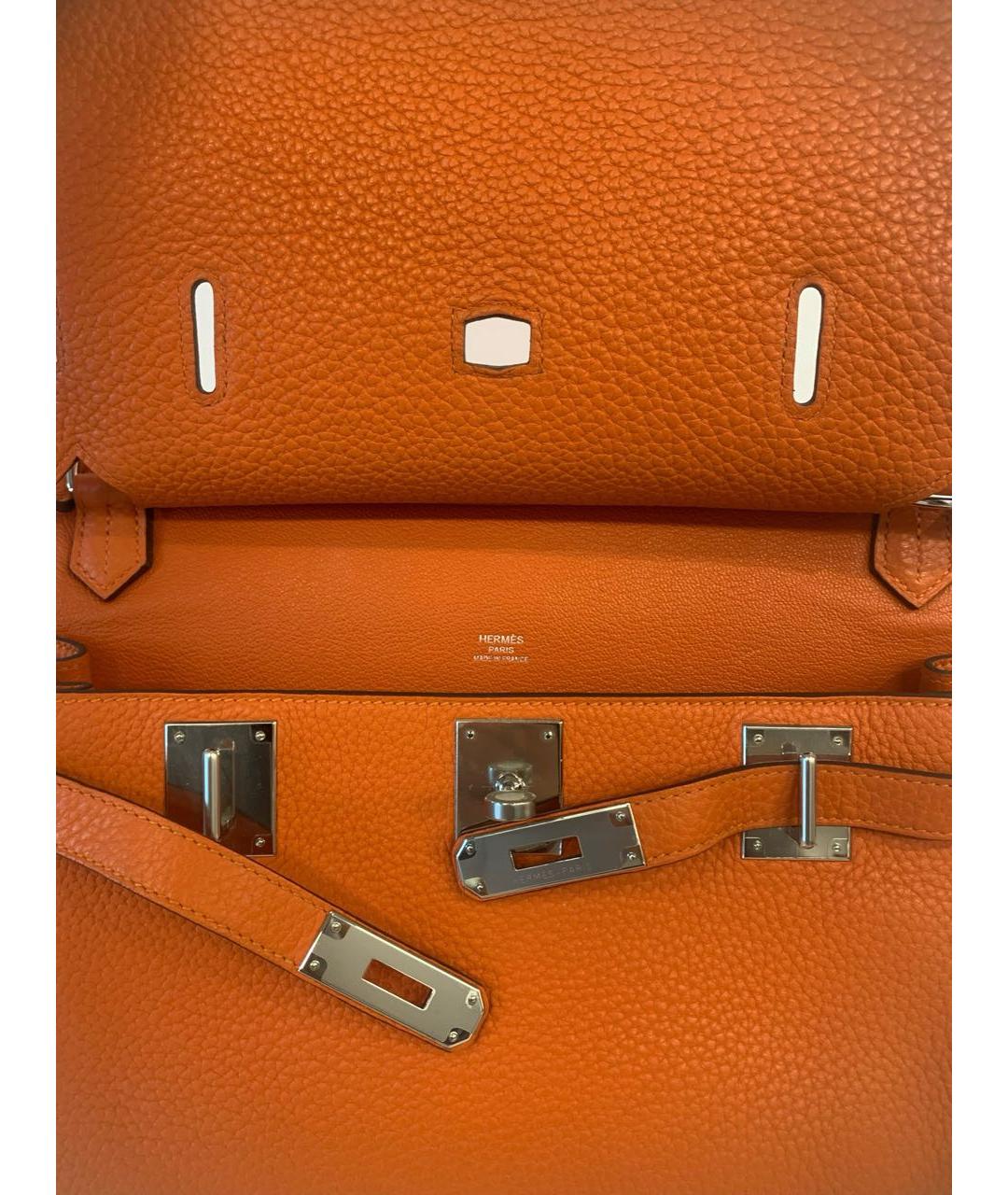 HERMES Оранжевая кожаная сумка через плечо, фото 6