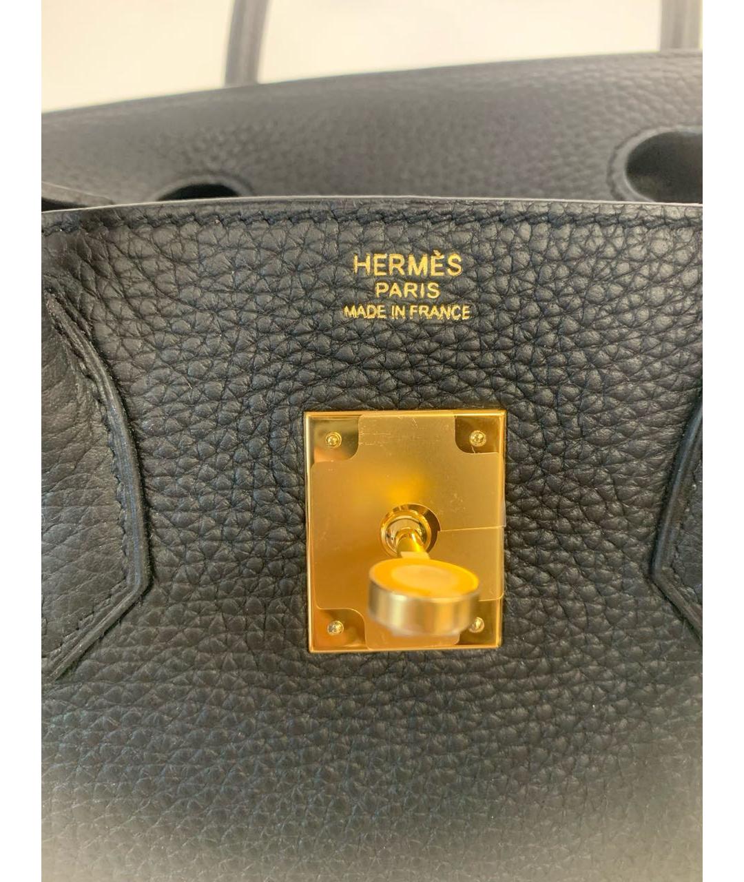 HERMES Черная кожаная сумка с короткими ручками, фото 6