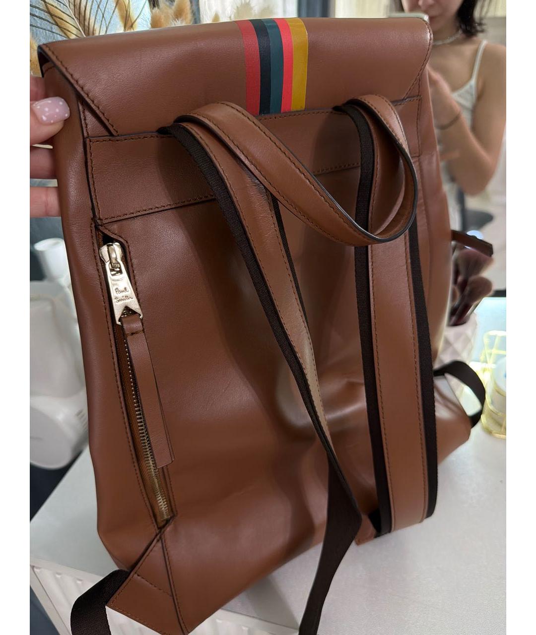 PAUL SMITH Коричневый кожаный рюкзак, фото 3