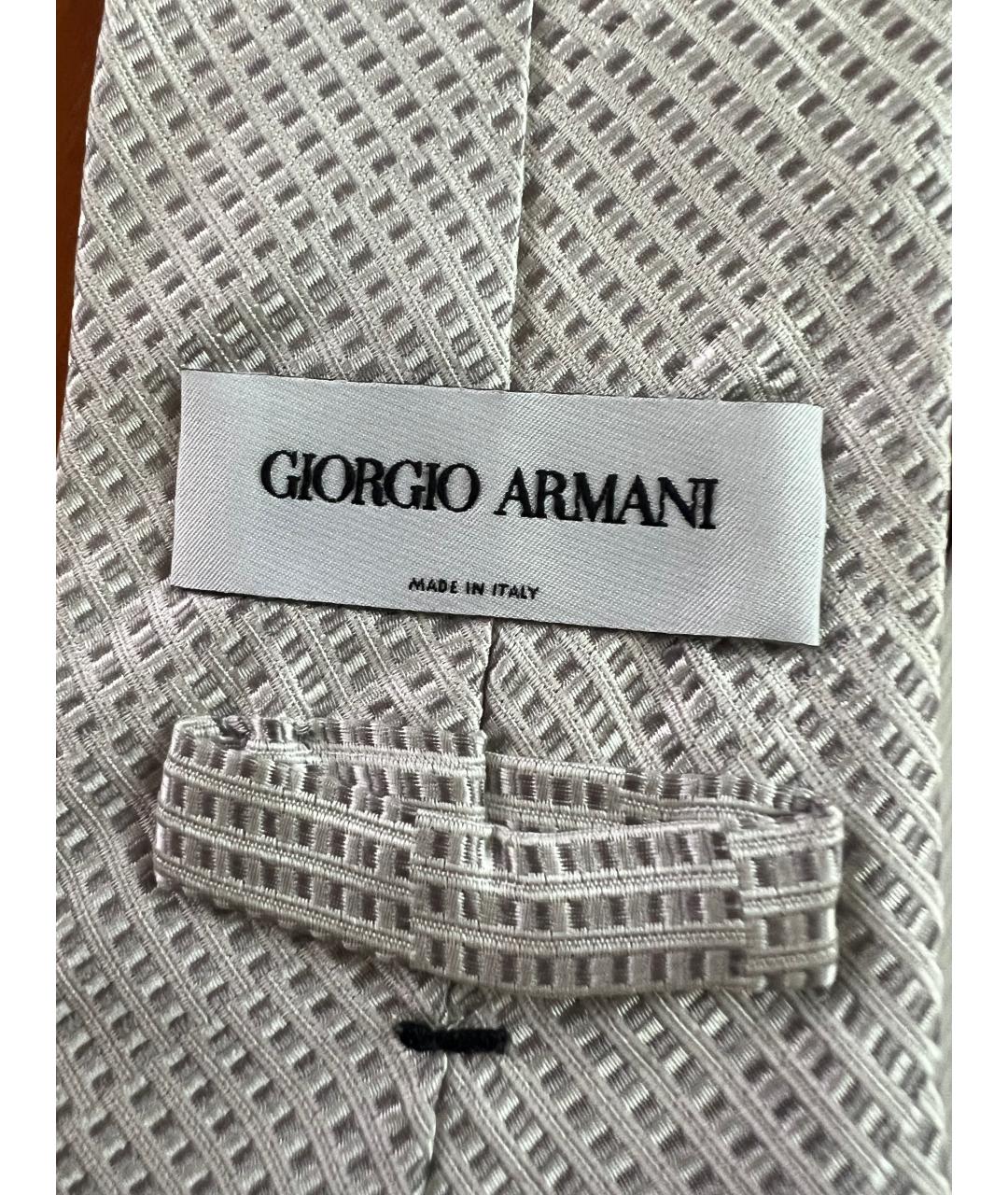 ARMANI COLLEZIONI Белый шелковый галстук, фото 4
