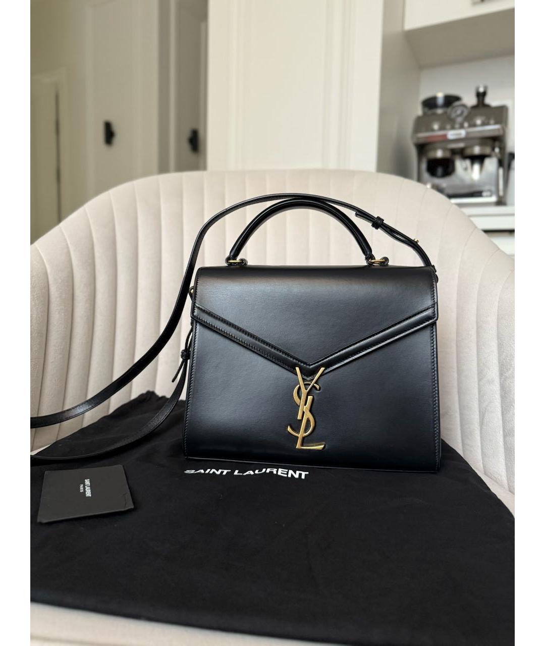 SAINT LAURENT Черная кожаная сумка через плечо, фото 2