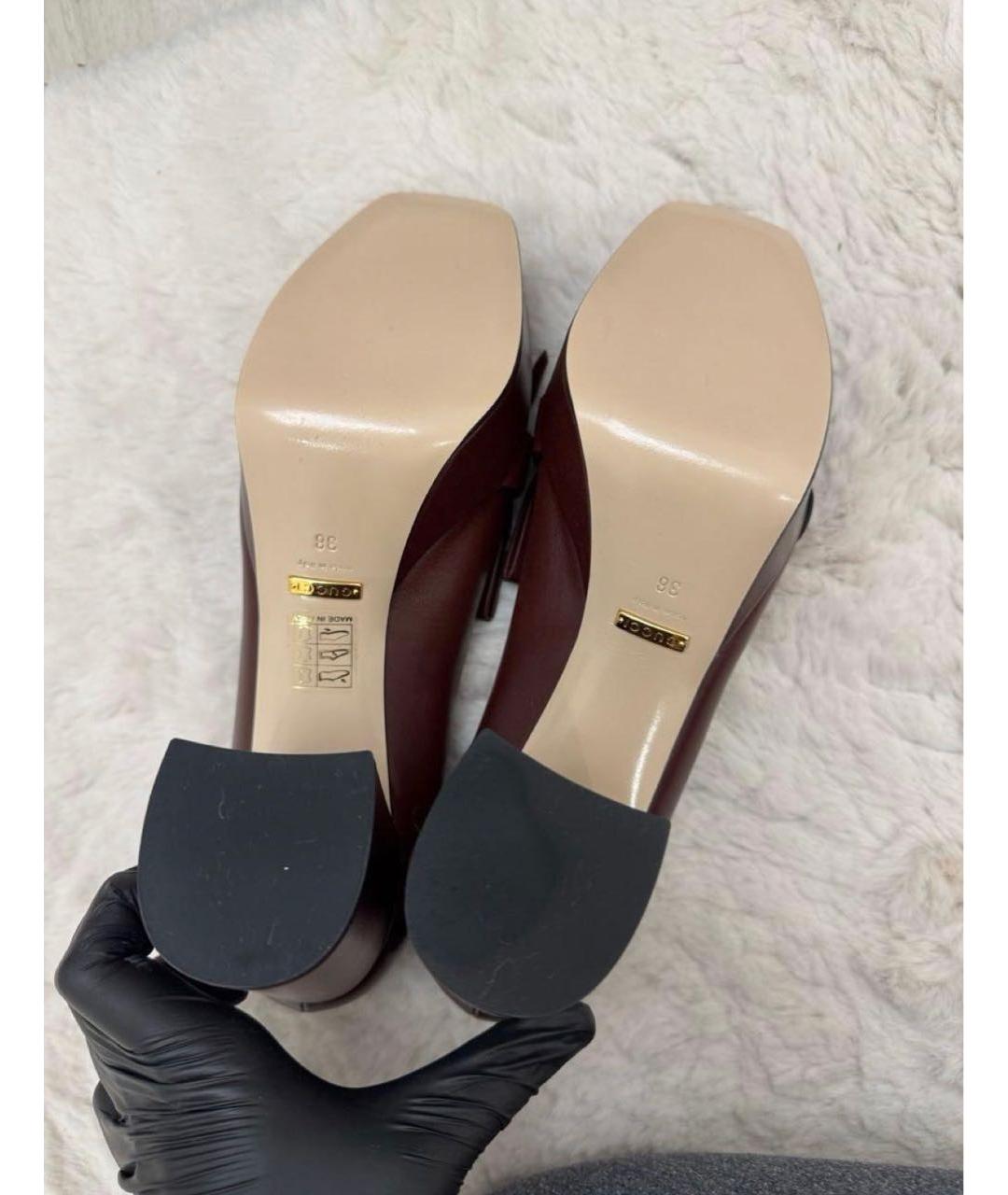 GUCCI Бордовые кожаные туфли, фото 5
