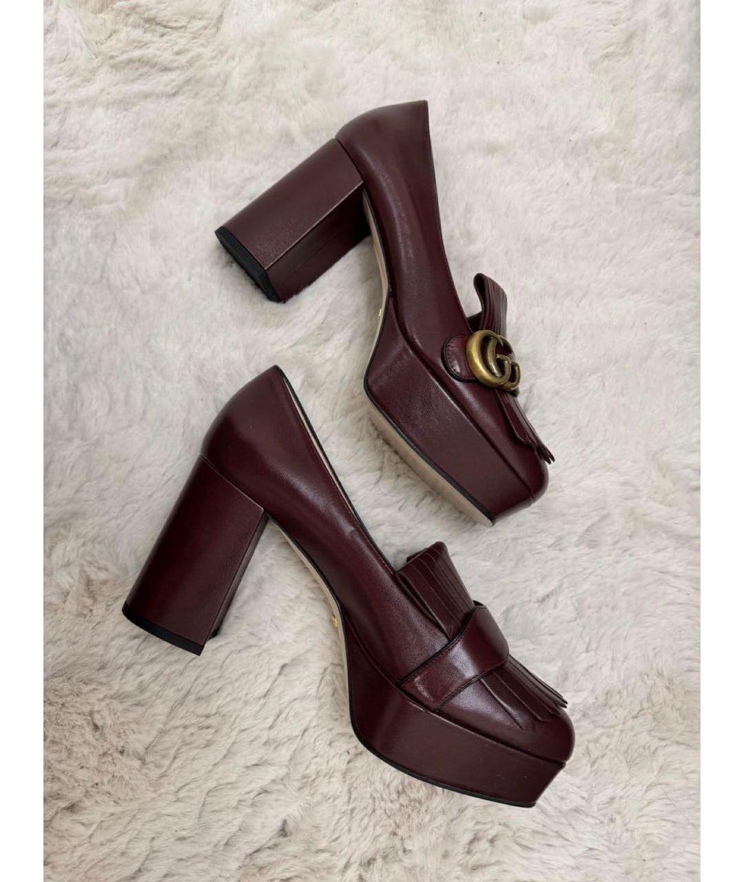 GUCCI Бордовые кожаные туфли, фото 4