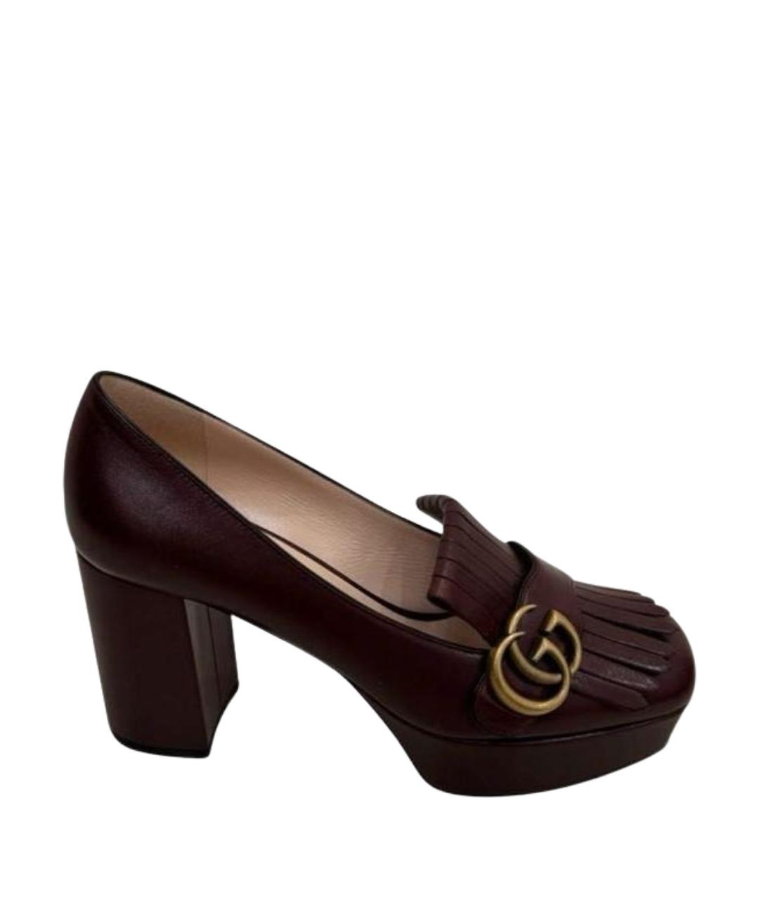 GUCCI Бордовые кожаные туфли, фото 1
