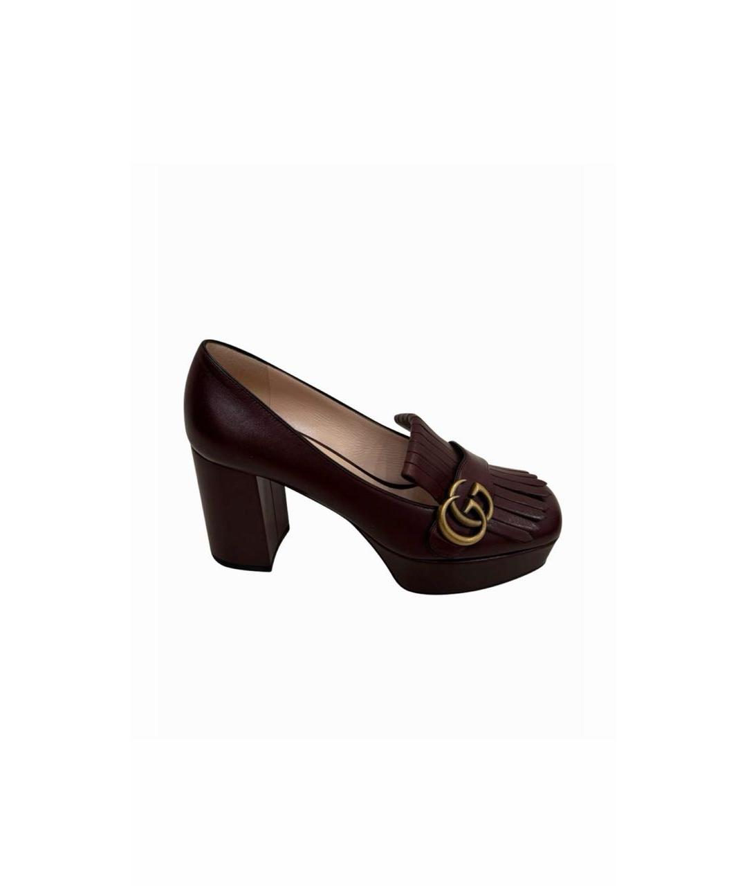 GUCCI Бордовые кожаные туфли, фото 9