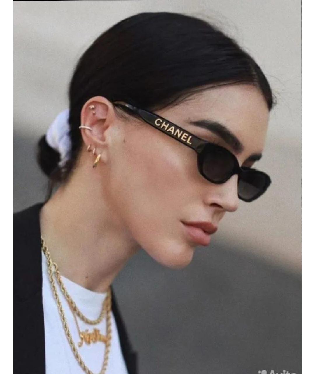CHANEL Черные пластиковые солнцезащитные очки, фото 7