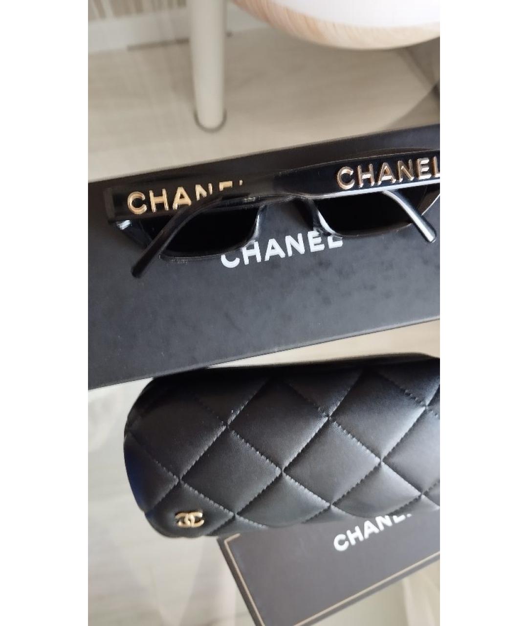 CHANEL Черные пластиковые солнцезащитные очки, фото 3
