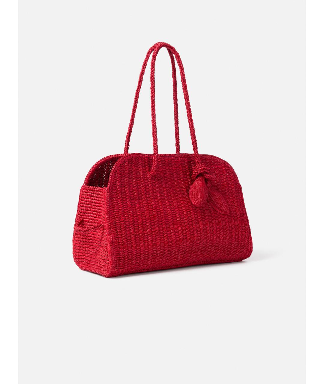 JACQUEMUS Красная плетеная сумка с короткими ручками, фото 4