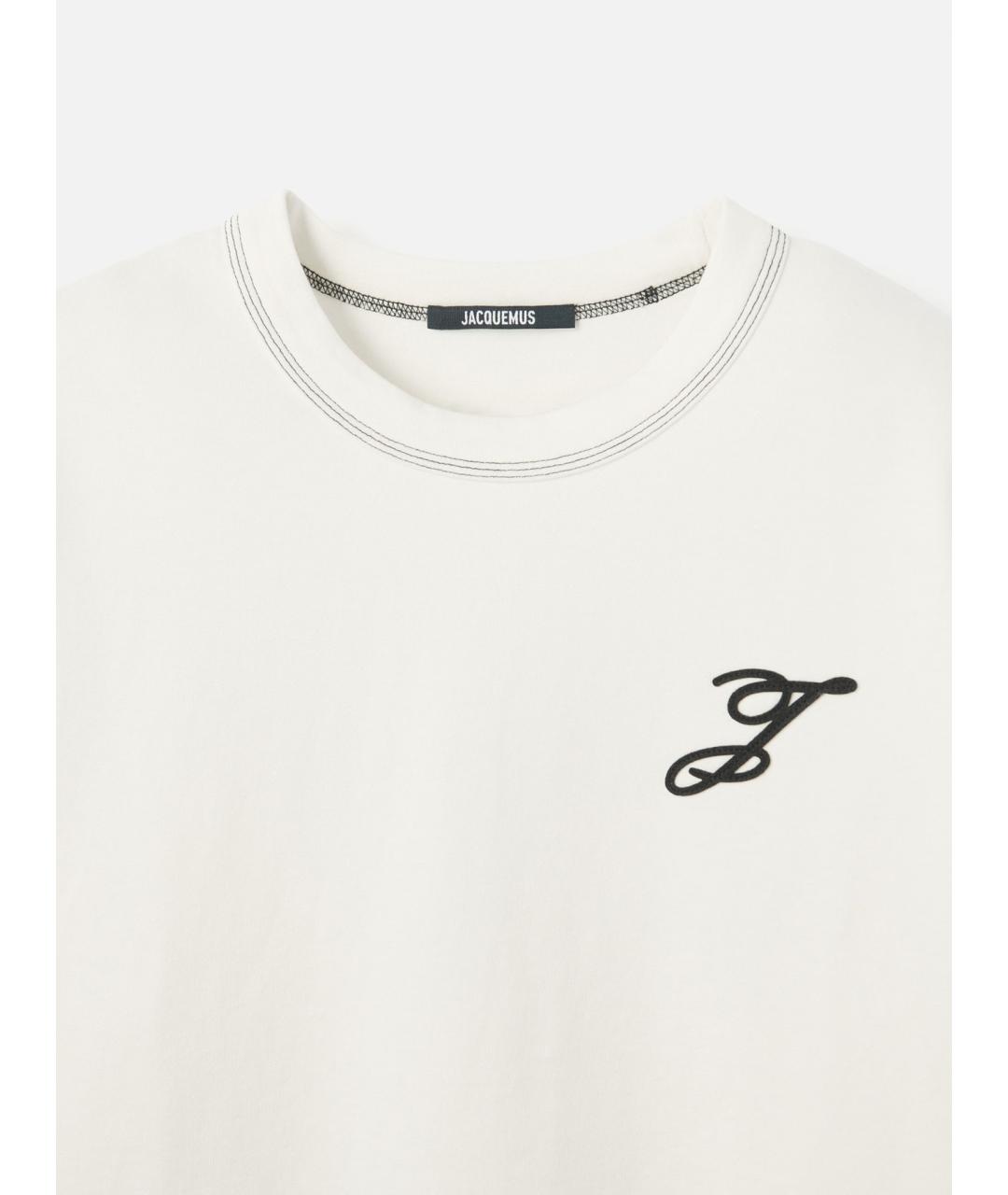 JACQUEMUS Белая хлопковая футболка, фото 4