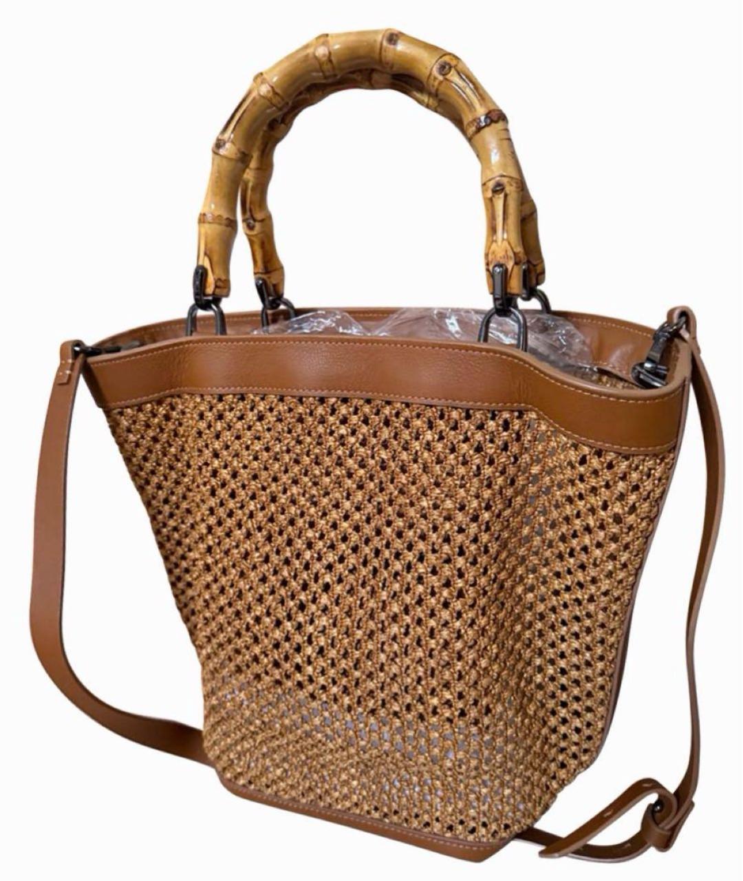 WEEKEND MAX MARA Оранжевая плетеная пляжная сумка, фото 3