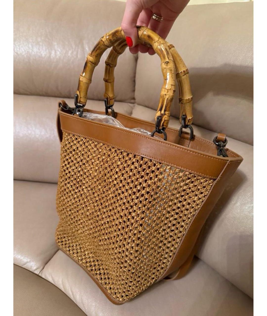 WEEKEND MAX MARA Оранжевая плетеная пляжная сумка, фото 4