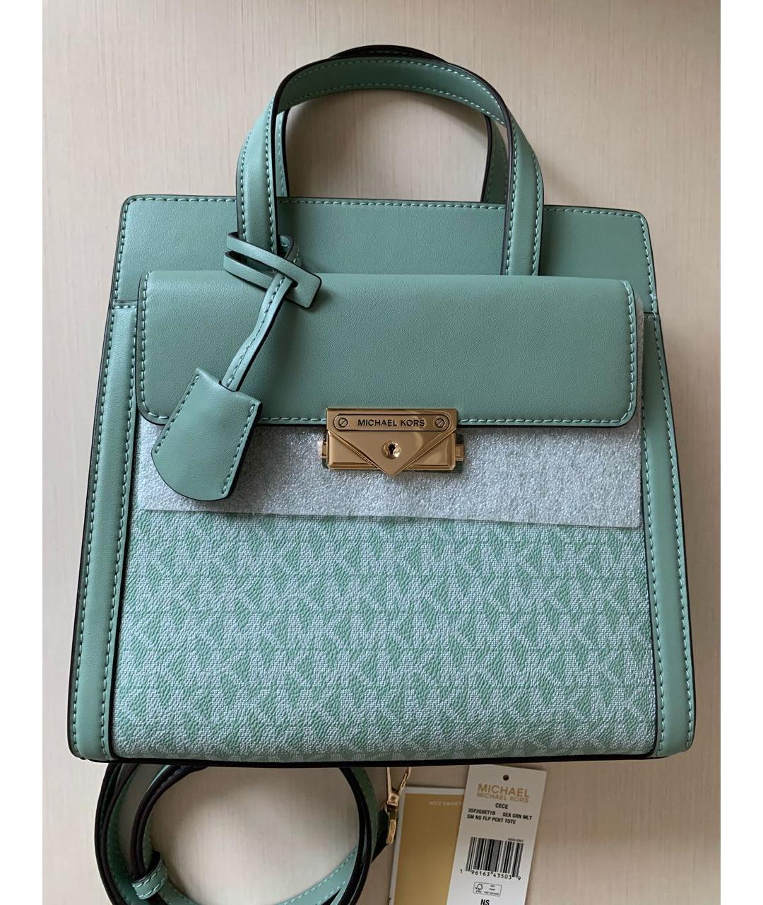 MICHAEL KORS Зеленая кожаная сумка тоут, фото 9