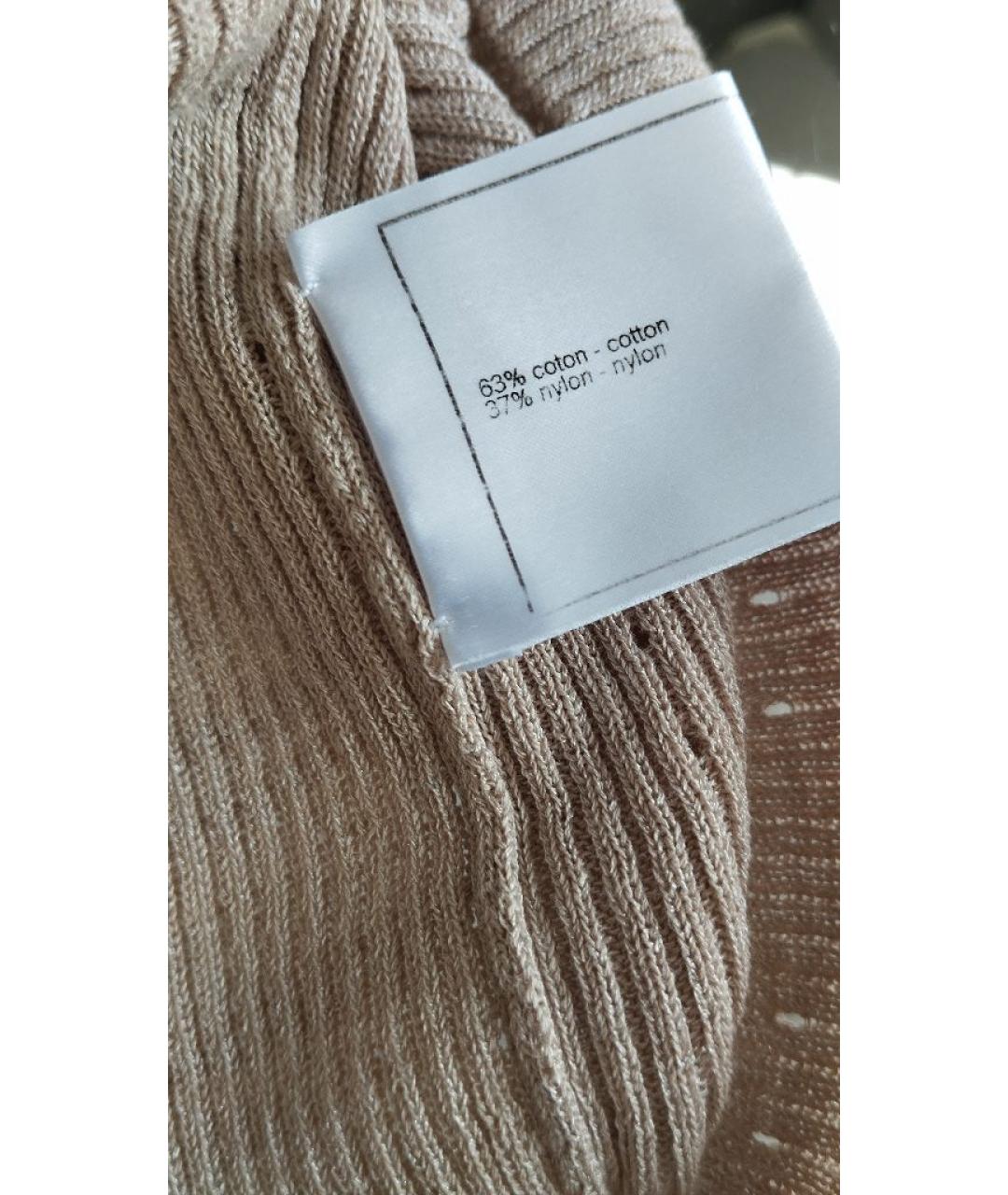 CHANEL Бежевая хлопко-эластановая футболка, фото 4