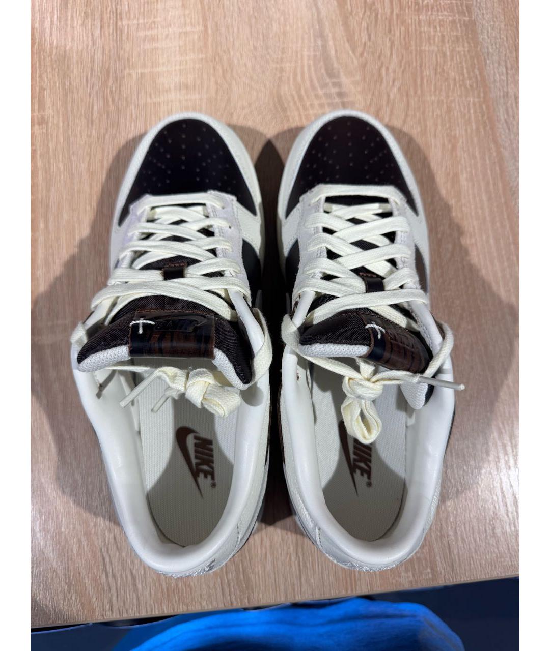 NIKE Коричневые кожаные низкие кроссовки / кеды, фото 3