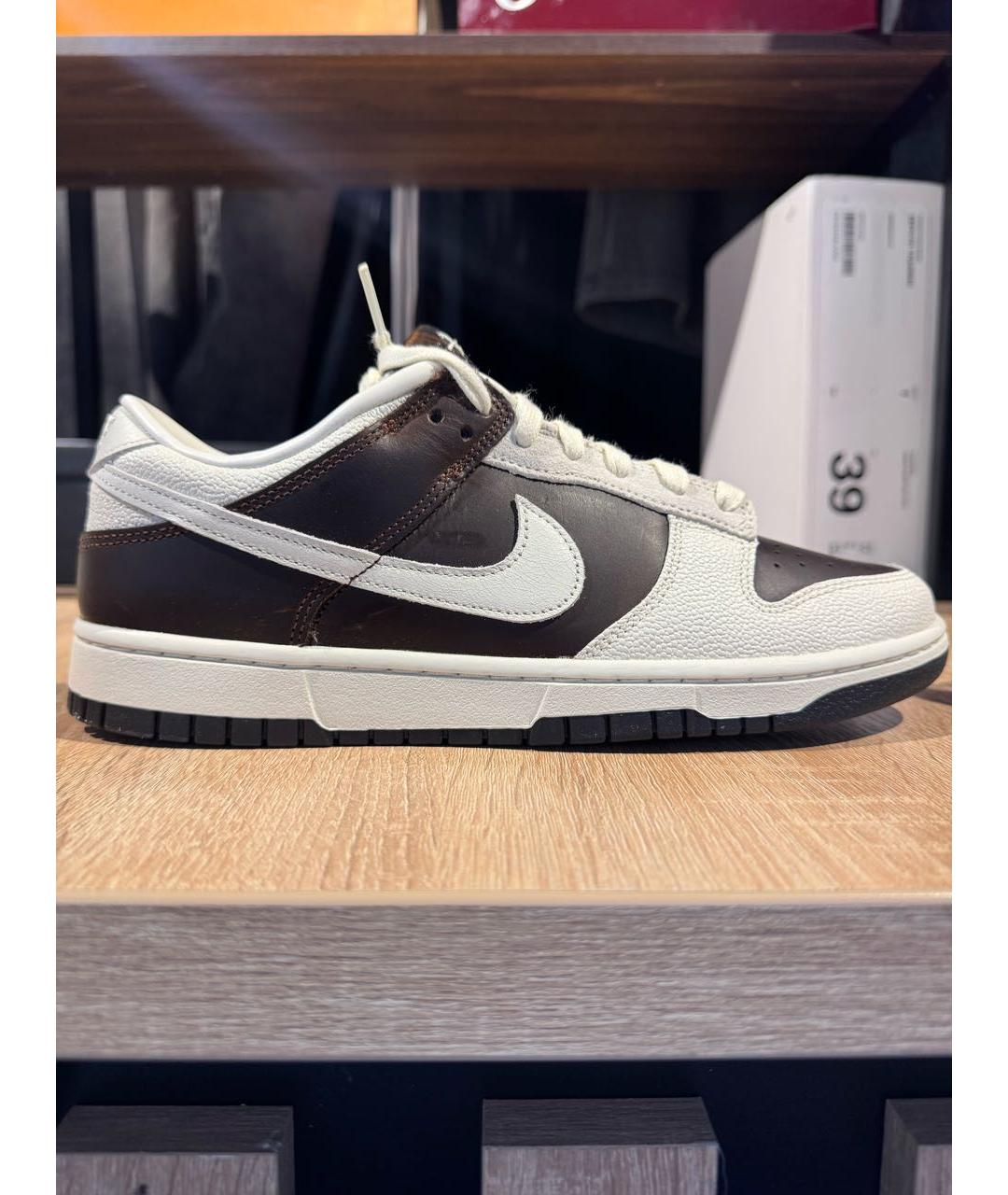 NIKE Коричневые кожаные низкие кроссовки / кеды, фото 5