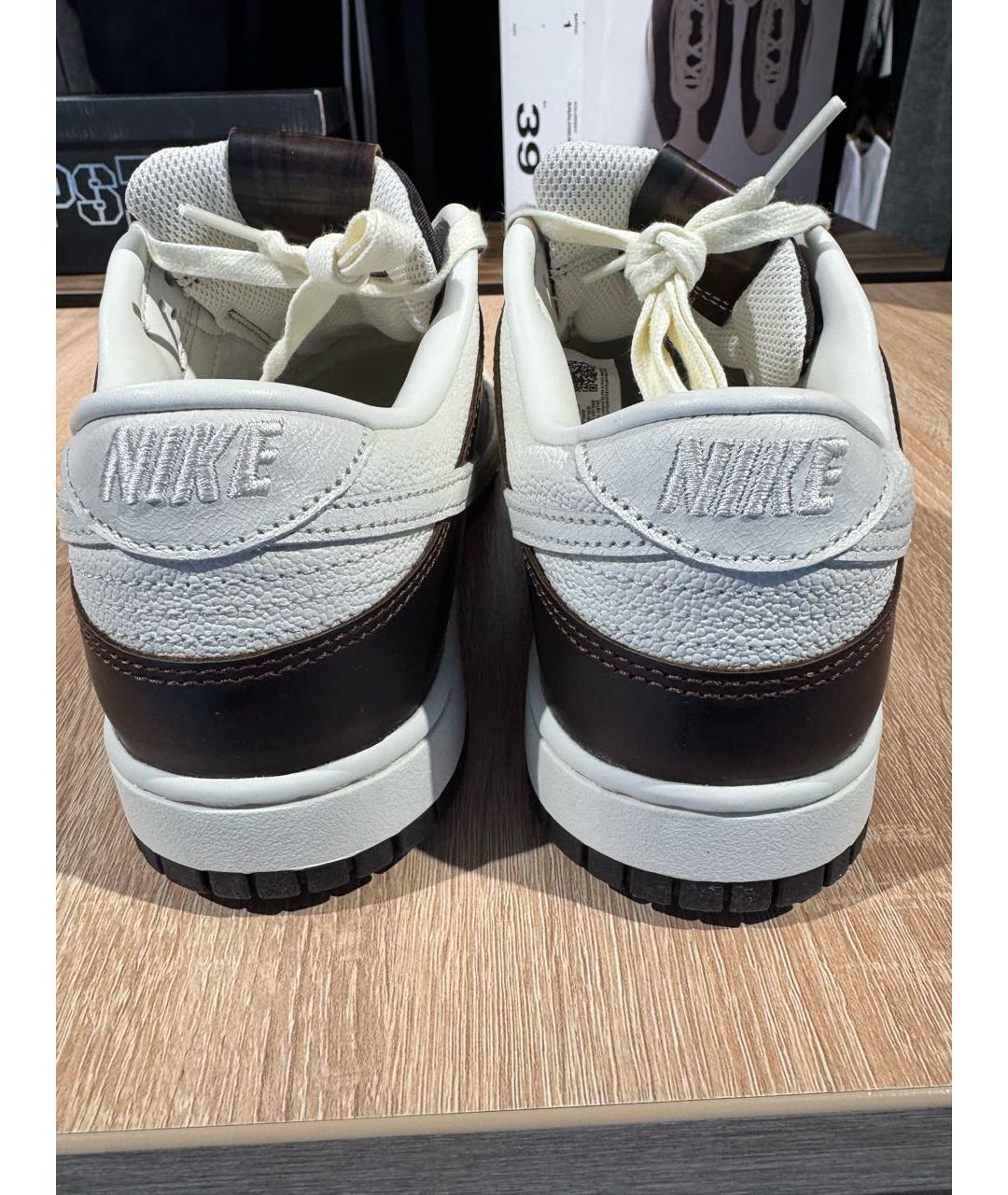 NIKE Коричневые кожаные низкие кроссовки / кеды, фото 4