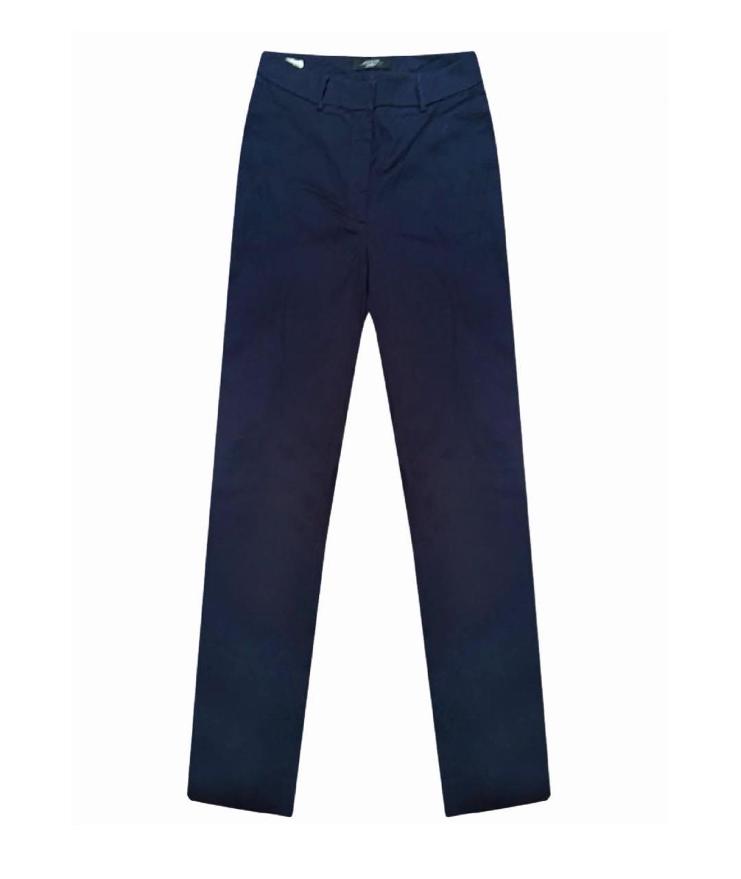 WEEKEND MAX MARA Темно-синие хлопковые прямые брюки, фото 4