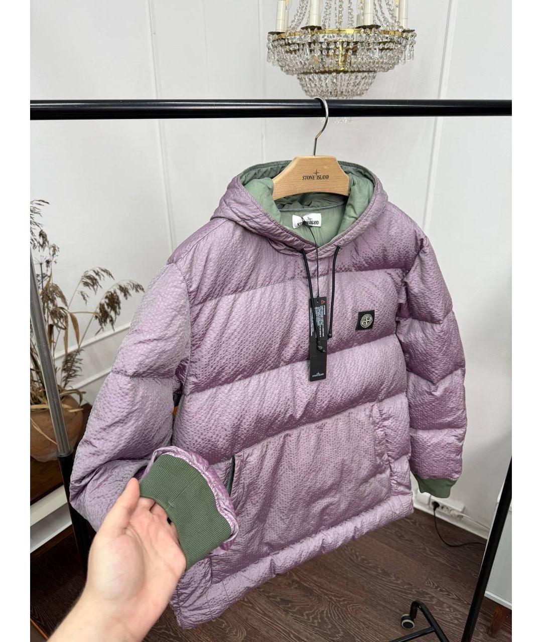 STONE ISLAND Розовый полиэстеровый пуховик, фото 4