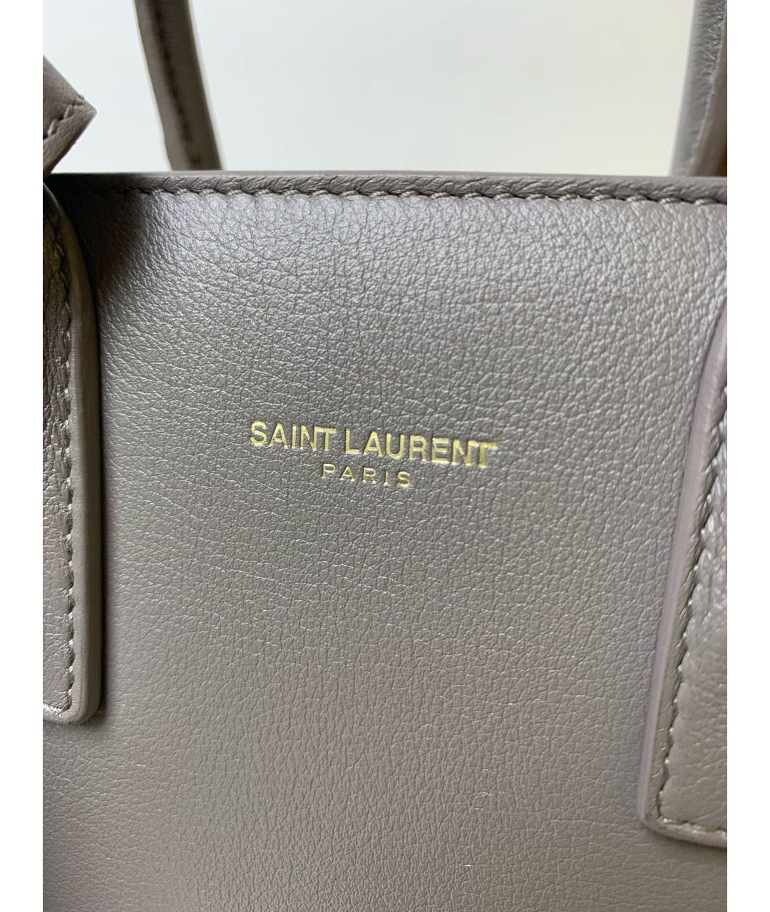 SAINT LAURENT Серая замшевая сумка через плечо, фото 5