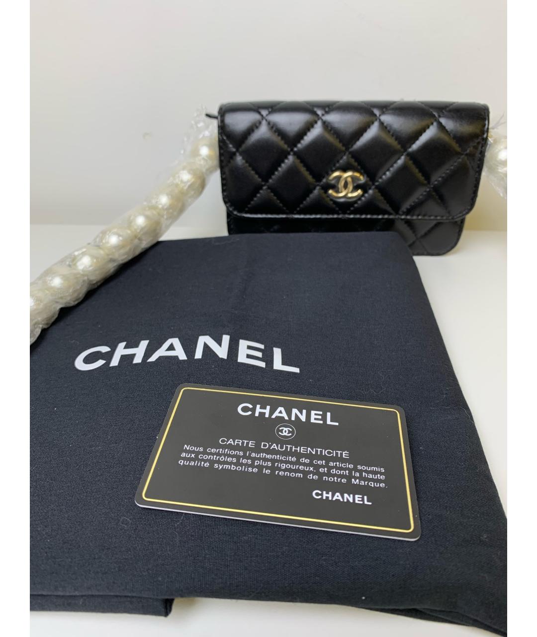 CHANEL Черная кожаная поясная сумка, фото 5