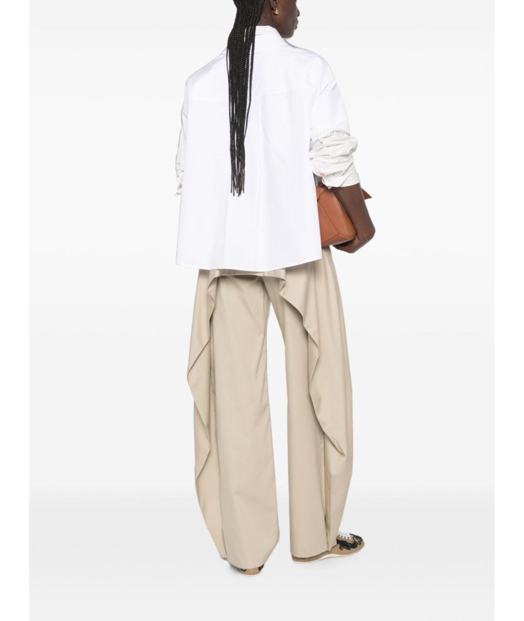 LOEWE Бежевые хлопковые брюки широкие, фото 3
