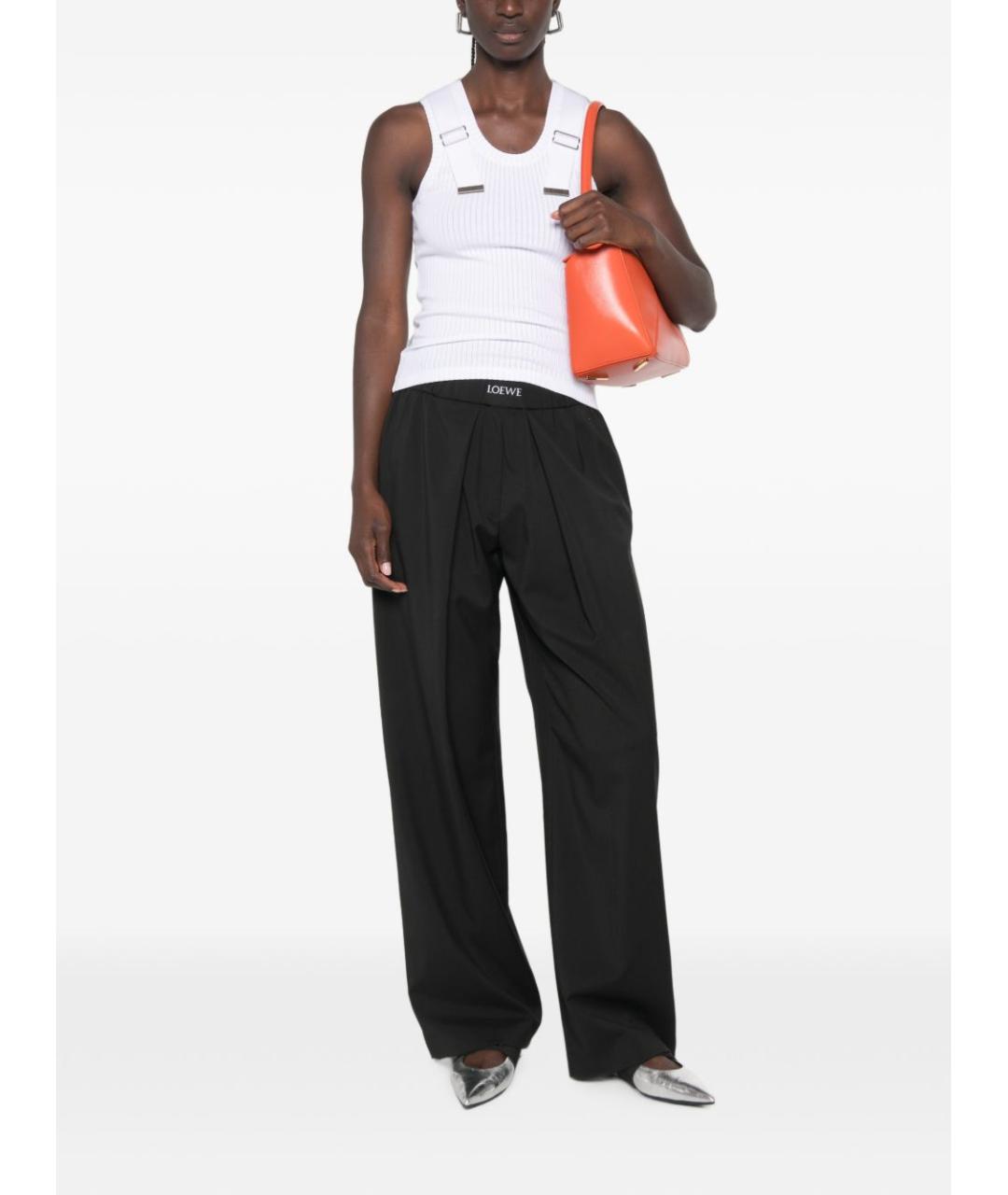 LOEWE Черные шерстяные прямые брюки, фото 4