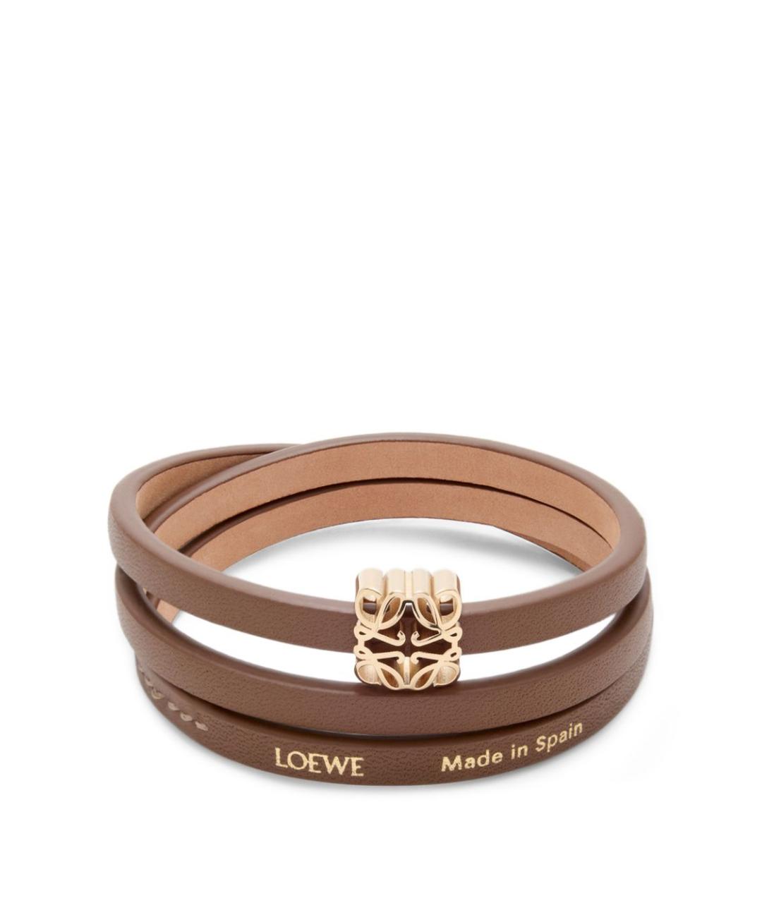 LOEWE Коричневый кожаный браслет, фото 1