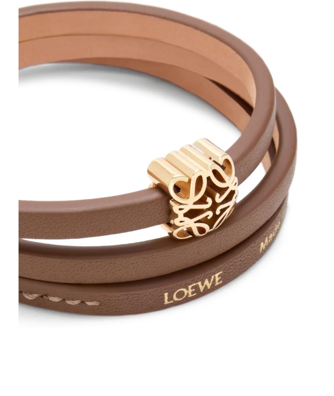 LOEWE Коричневый кожаный браслет, фото 3