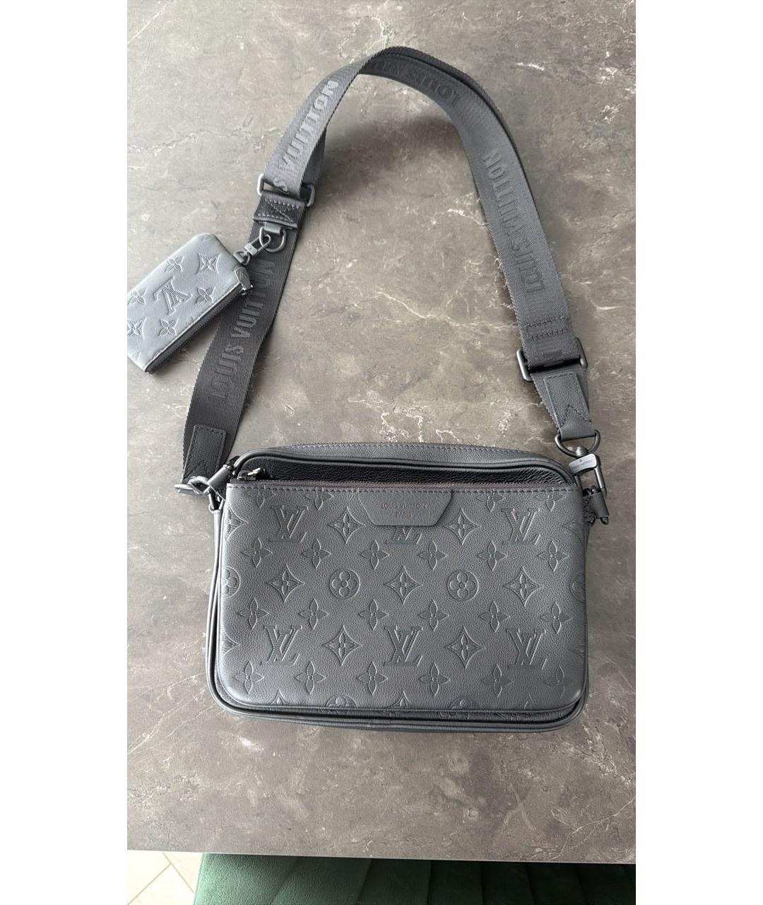 LOUIS VUITTON Черная кожаная сумка на плечо, фото 5