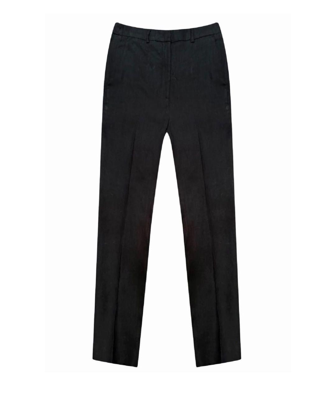 WEEKEND MAX MARA Черные льняные прямые брюки, фото 1