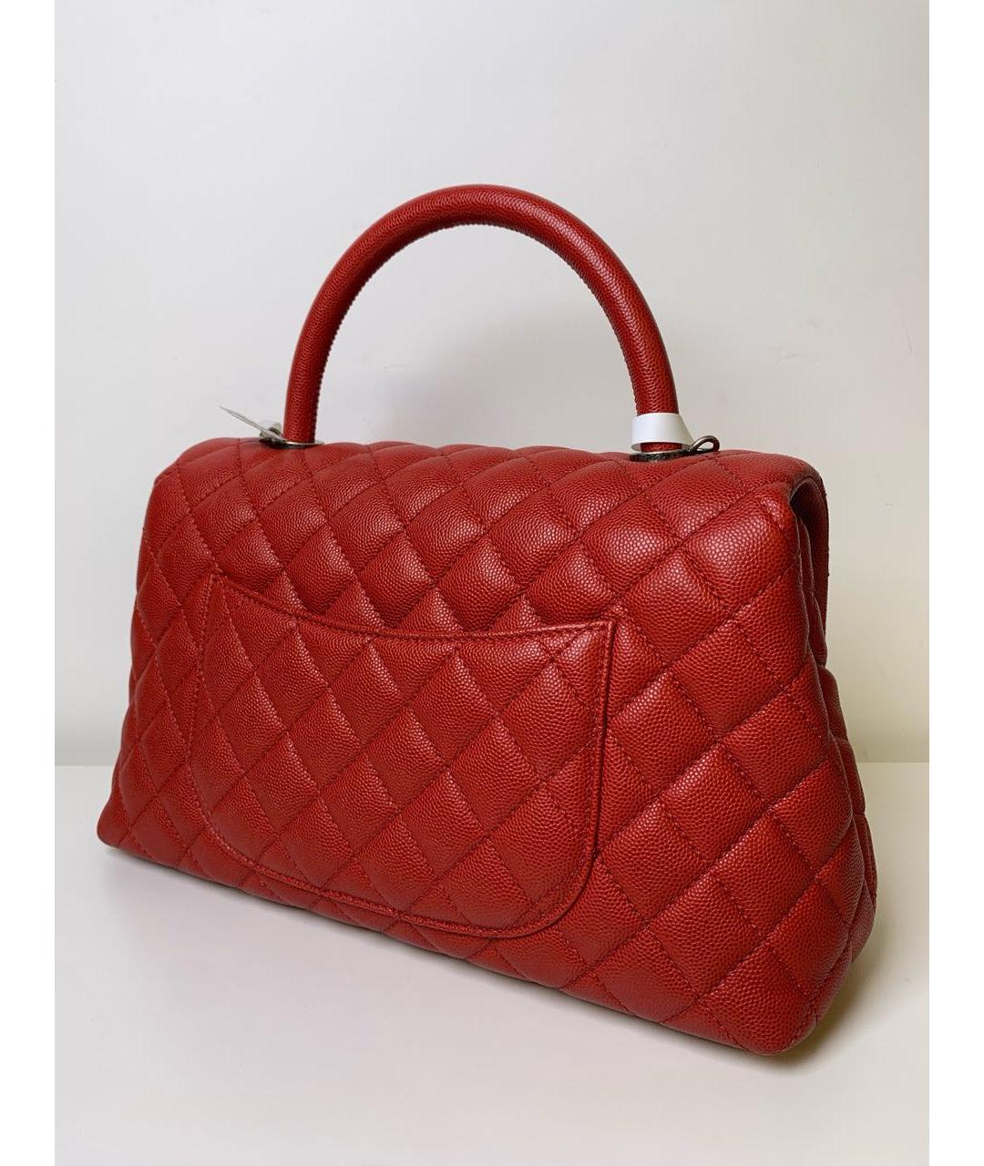 CHANEL Красная кожаная сумка с короткими ручками, фото 6