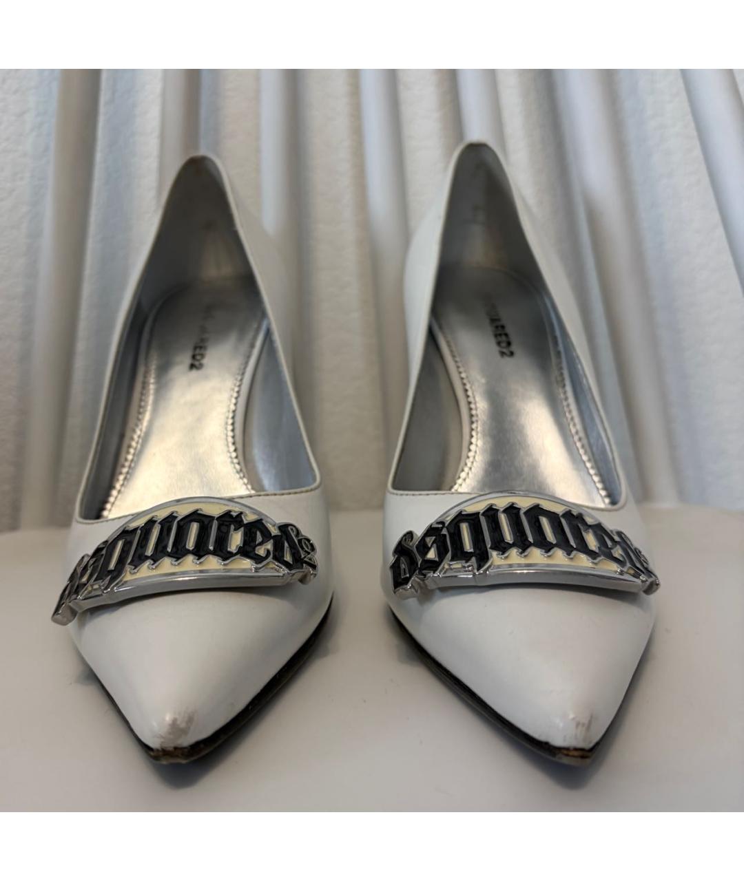 DSQUARED2 Белые кожаные туфли, фото 2