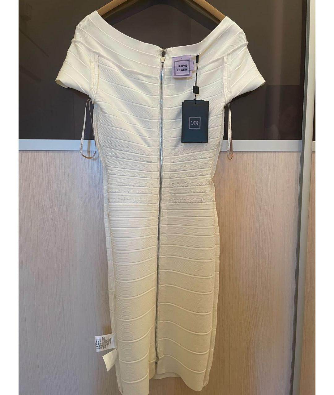 HERVE LEGER Белое вискозное коктейльное платье, фото 2