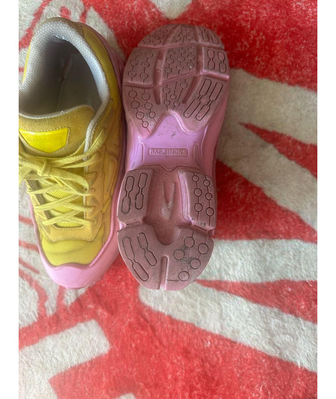 RAF SIMONS Желтые кожаные низкие кроссовки / кеды, фото 2