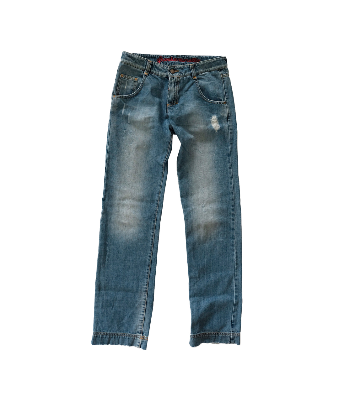 FRANKIE MORELLO Синие хлопковые прямые джинсы, фото 1