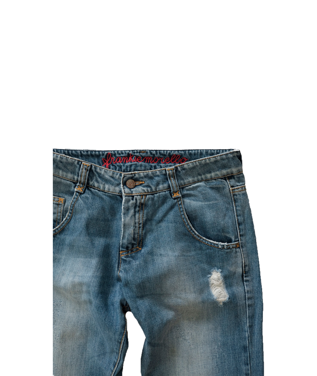 FRANKIE MORELLO Синие хлопковые прямые джинсы, фото 2
