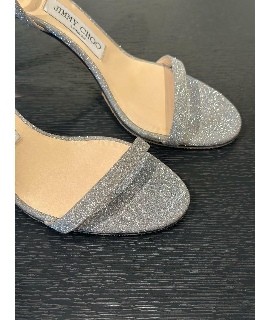 JIMMY CHOO Серебряные босоножки, фото 4
