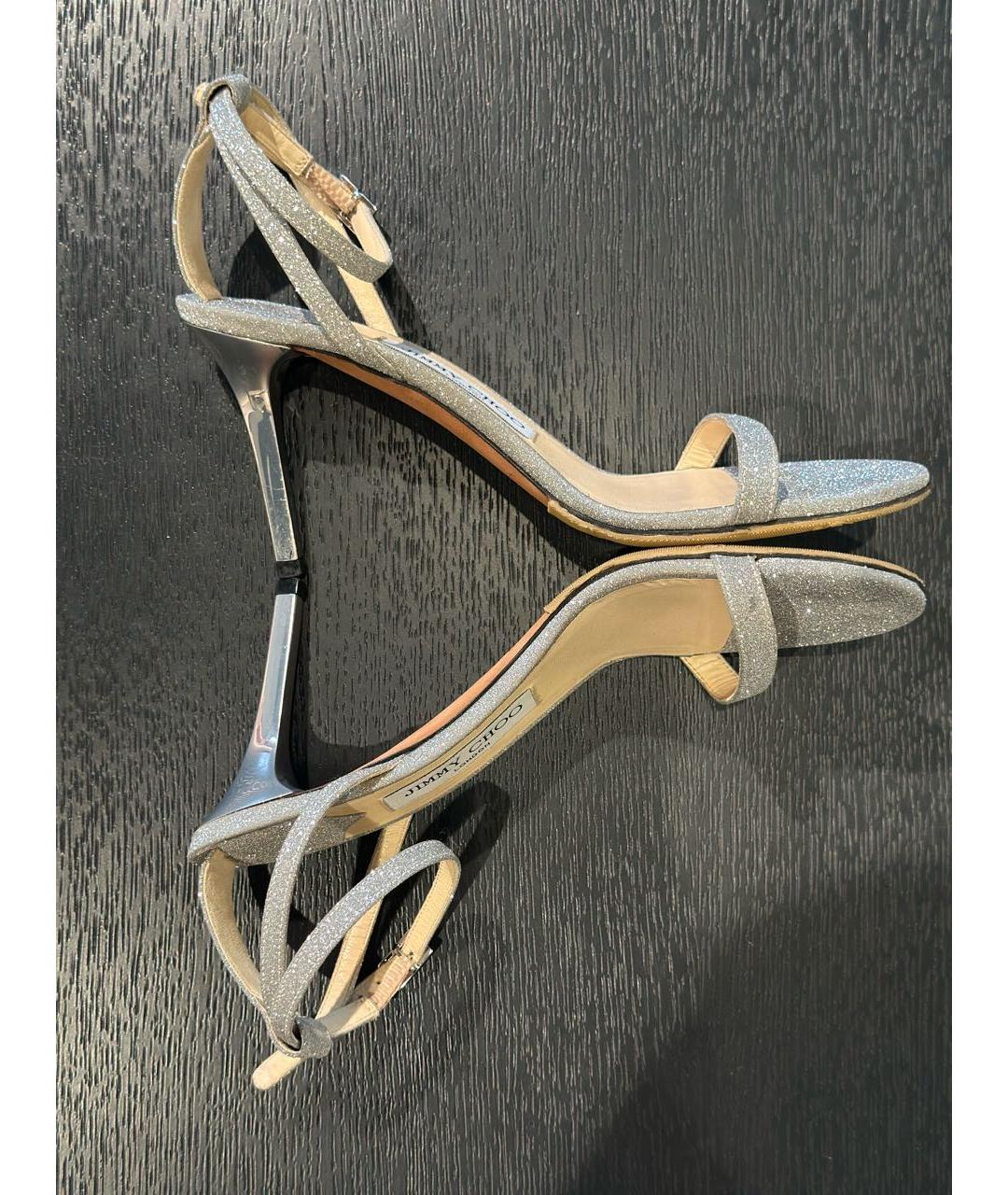 JIMMY CHOO Серебряные босоножки, фото 9