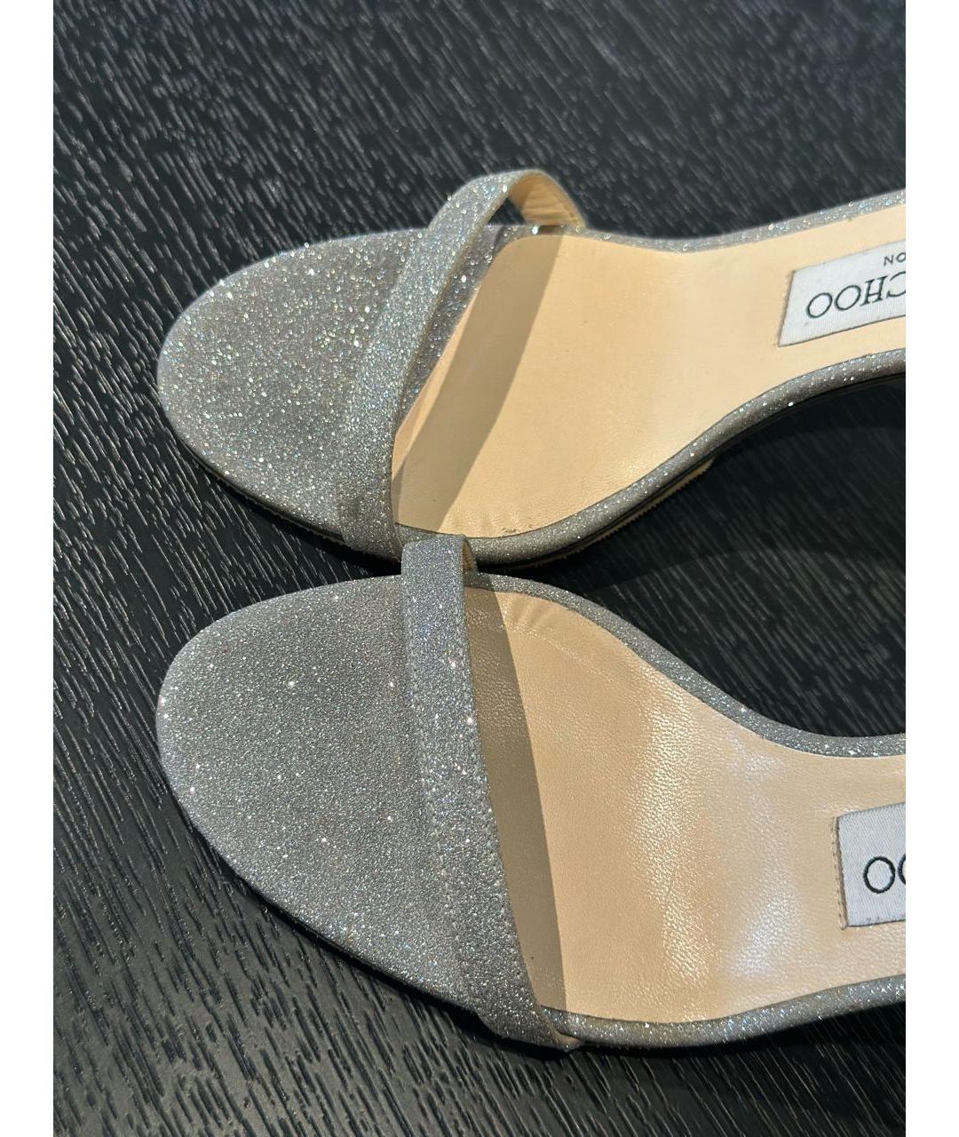 JIMMY CHOO Серебряные босоножки, фото 3