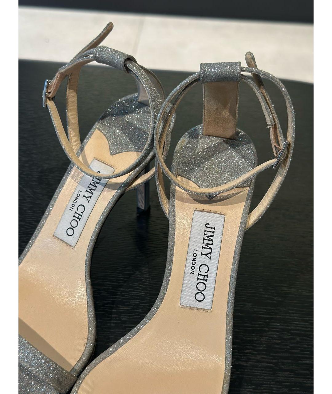 JIMMY CHOO Серебряные босоножки, фото 5