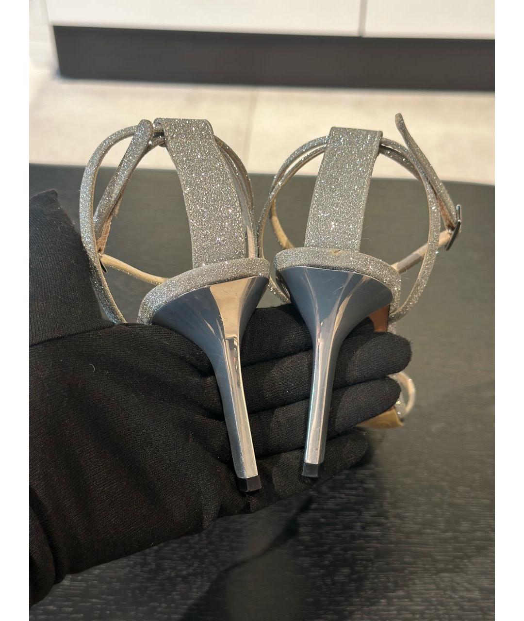 JIMMY CHOO Серебряные босоножки, фото 7