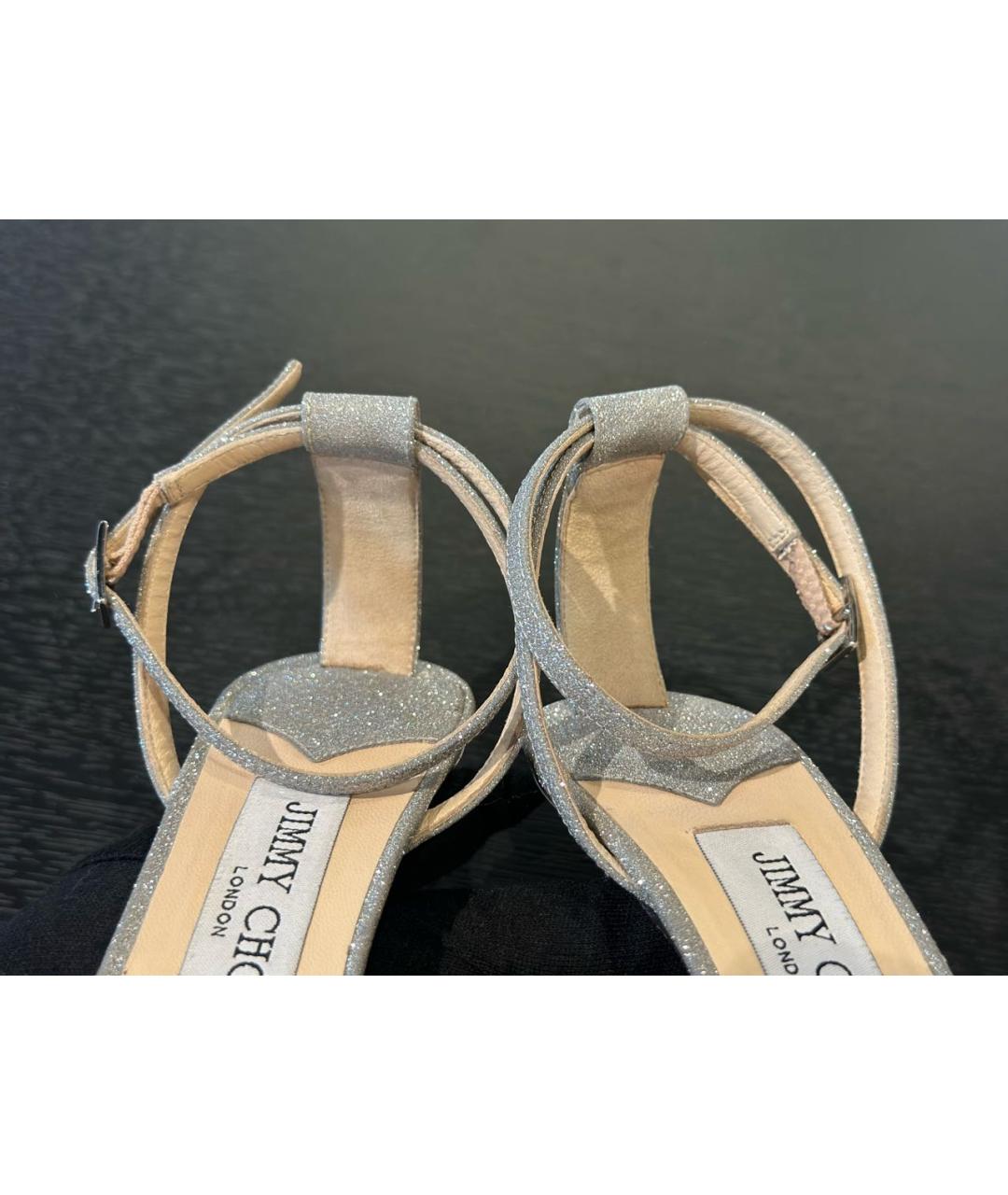JIMMY CHOO Серебряные босоножки, фото 6