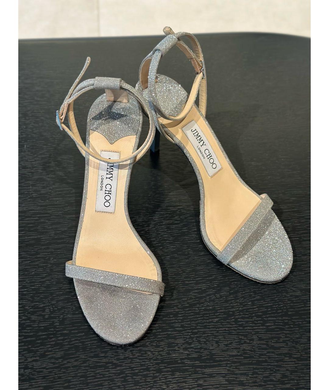JIMMY CHOO Серебряные босоножки, фото 2