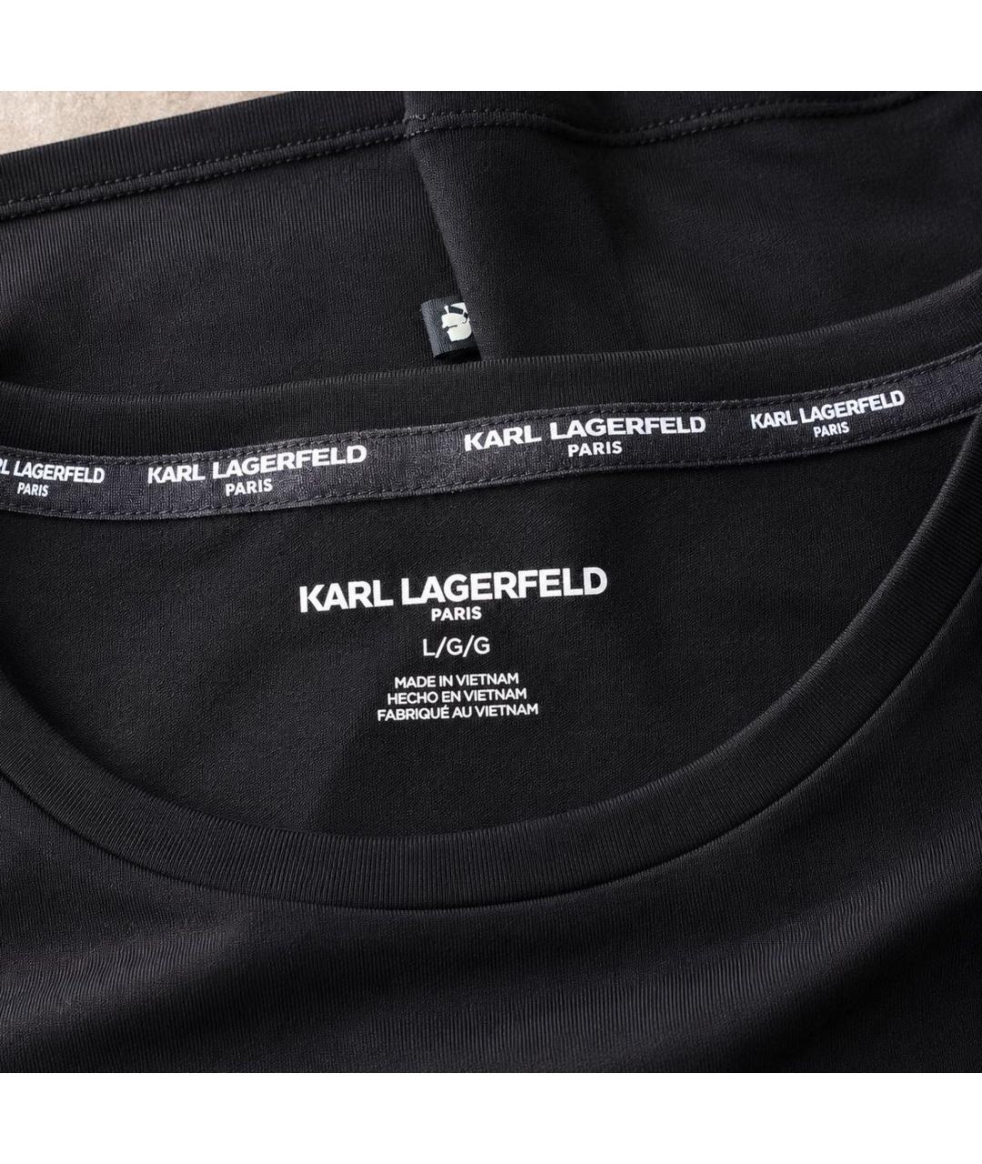 KARL LAGERFELD Черная хлопко-эластановая футболка, фото 3