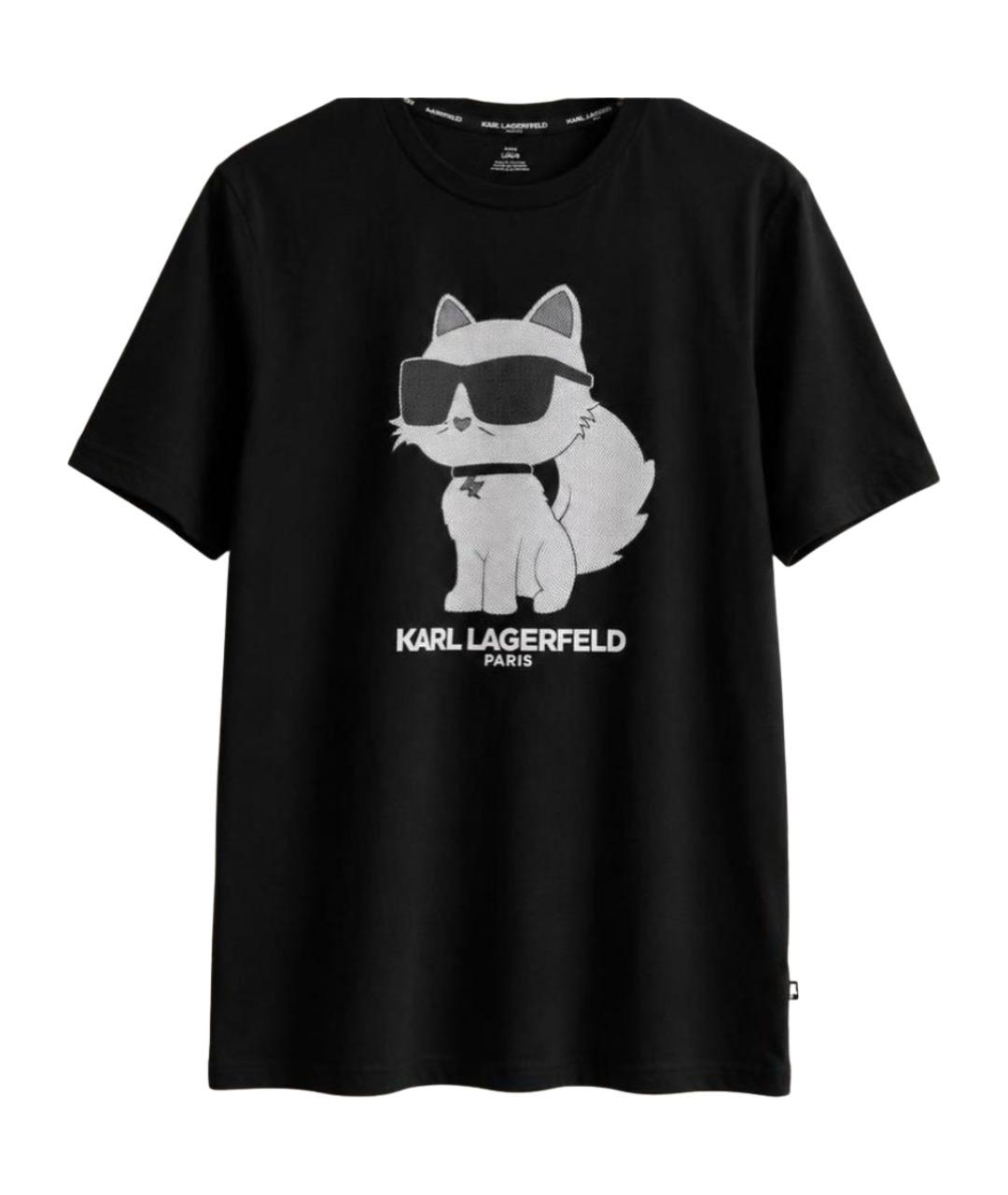 KARL LAGERFELD Черная хлопко-эластановая футболка, фото 1