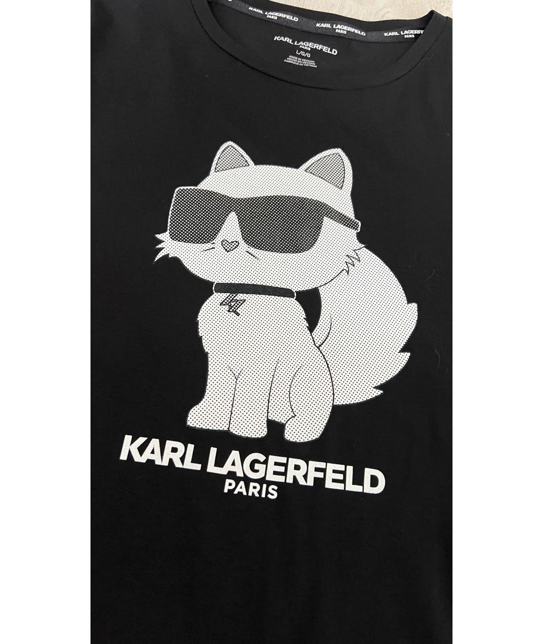 KARL LAGERFELD Черная хлопко-эластановая футболка, фото 4