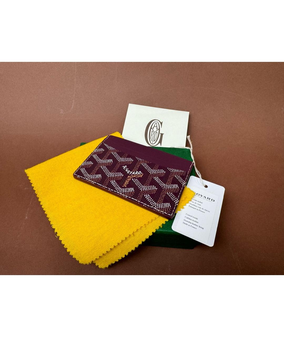 GOYARD Бордовый кожаный кардхолдер, фото 3