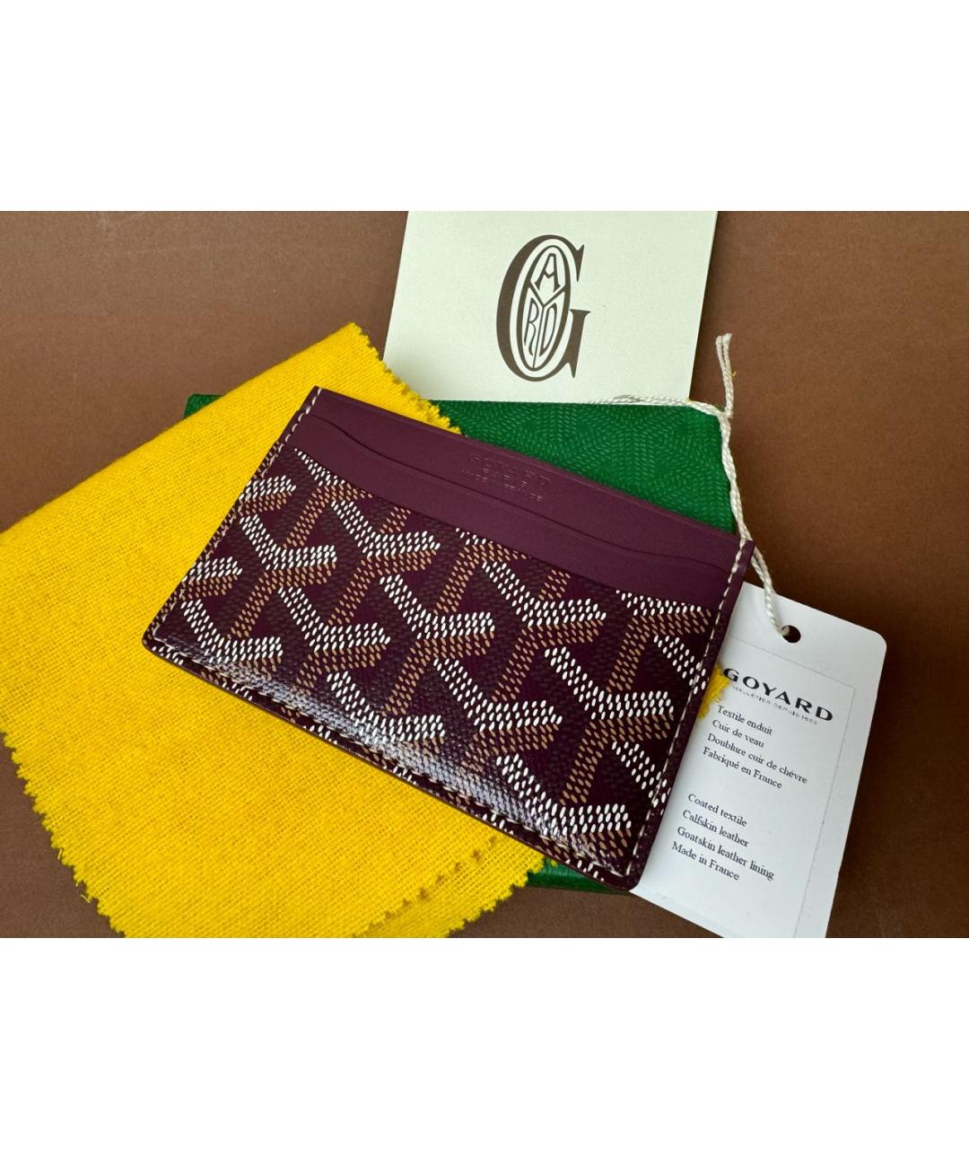 GOYARD Бордовый кожаный кардхолдер, фото 2