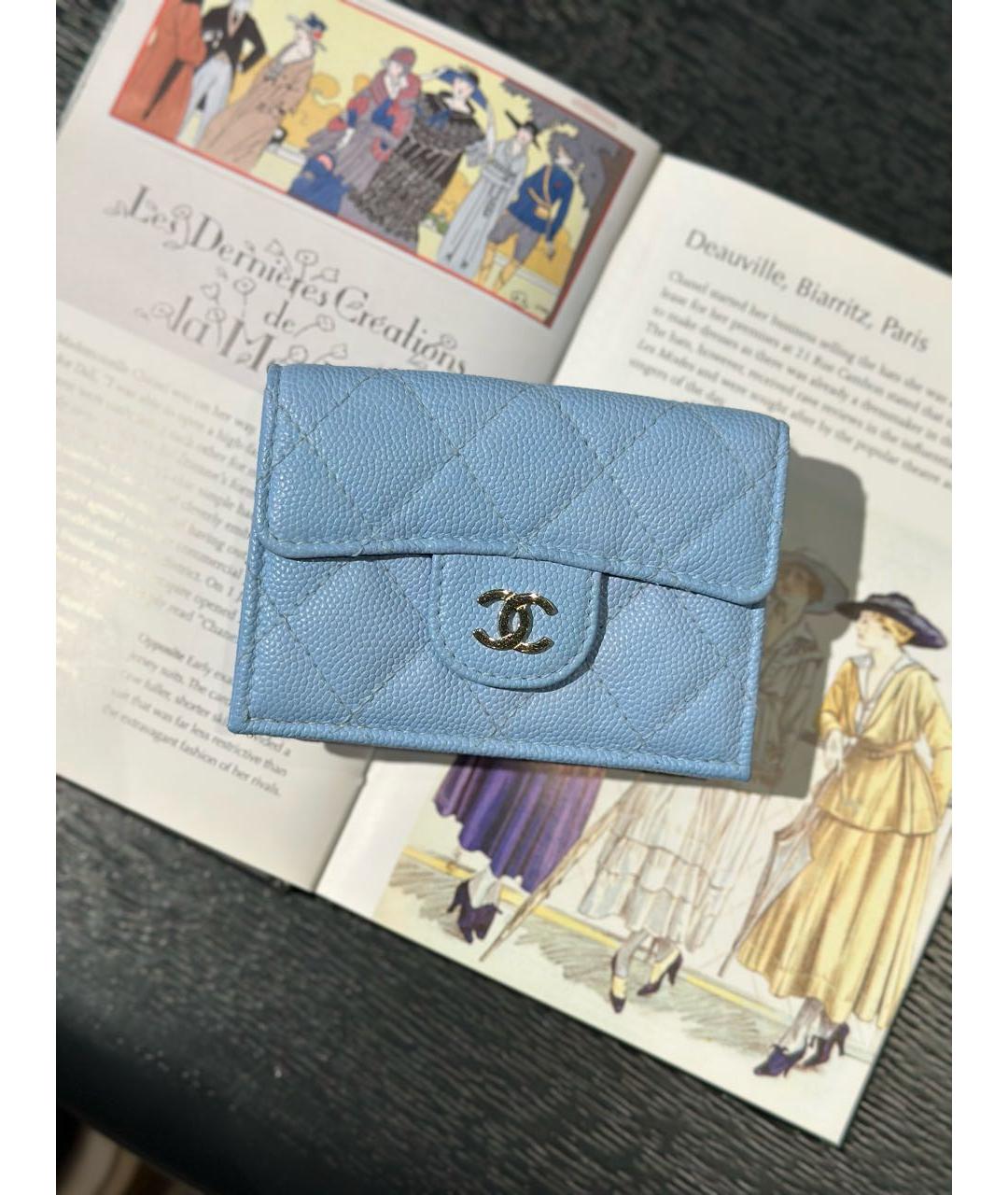 CHANEL Голубой кожаный кошелек, фото 2