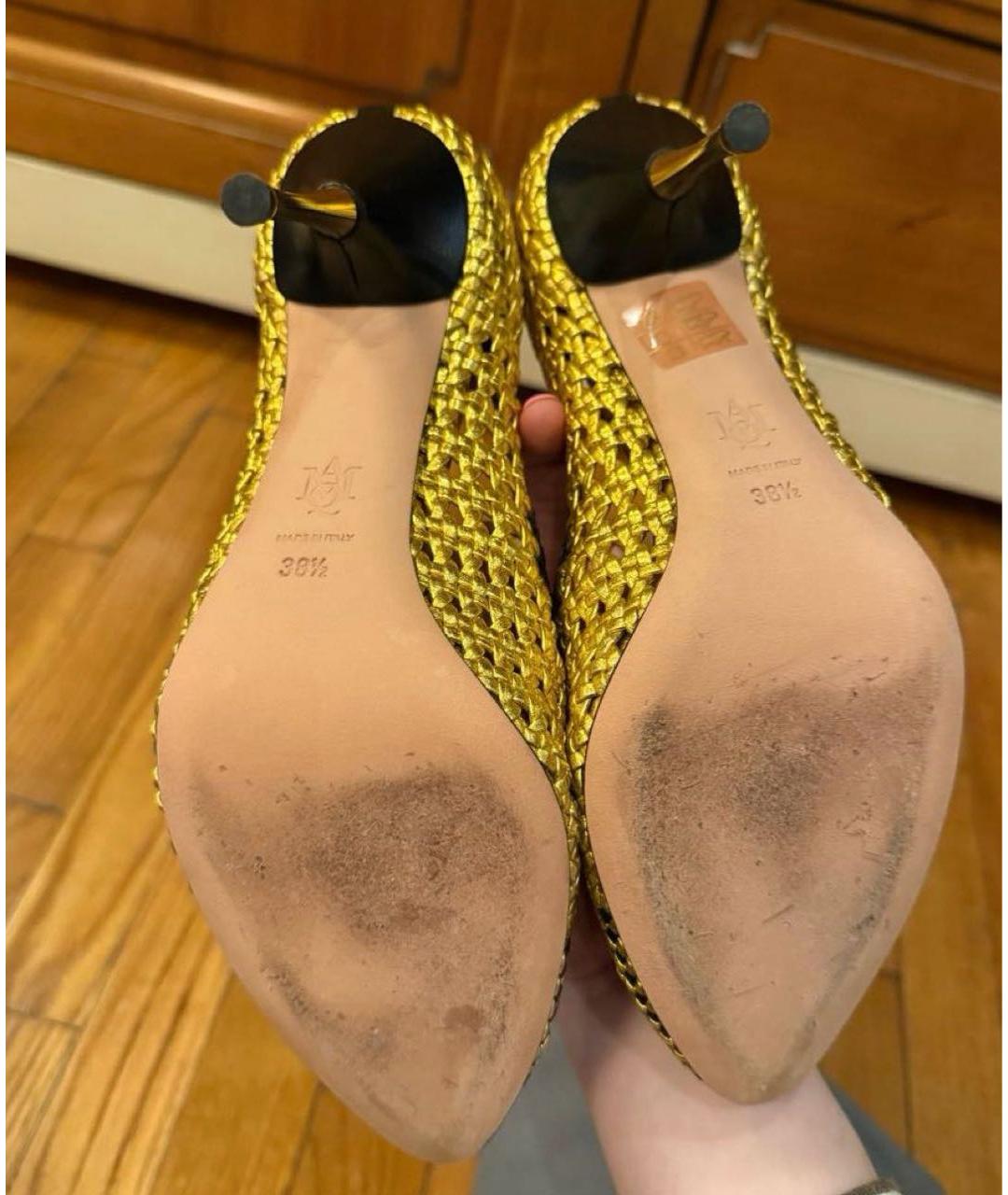 ALEXANDER MCQUEEN Золотые кожаные туфли, фото 6